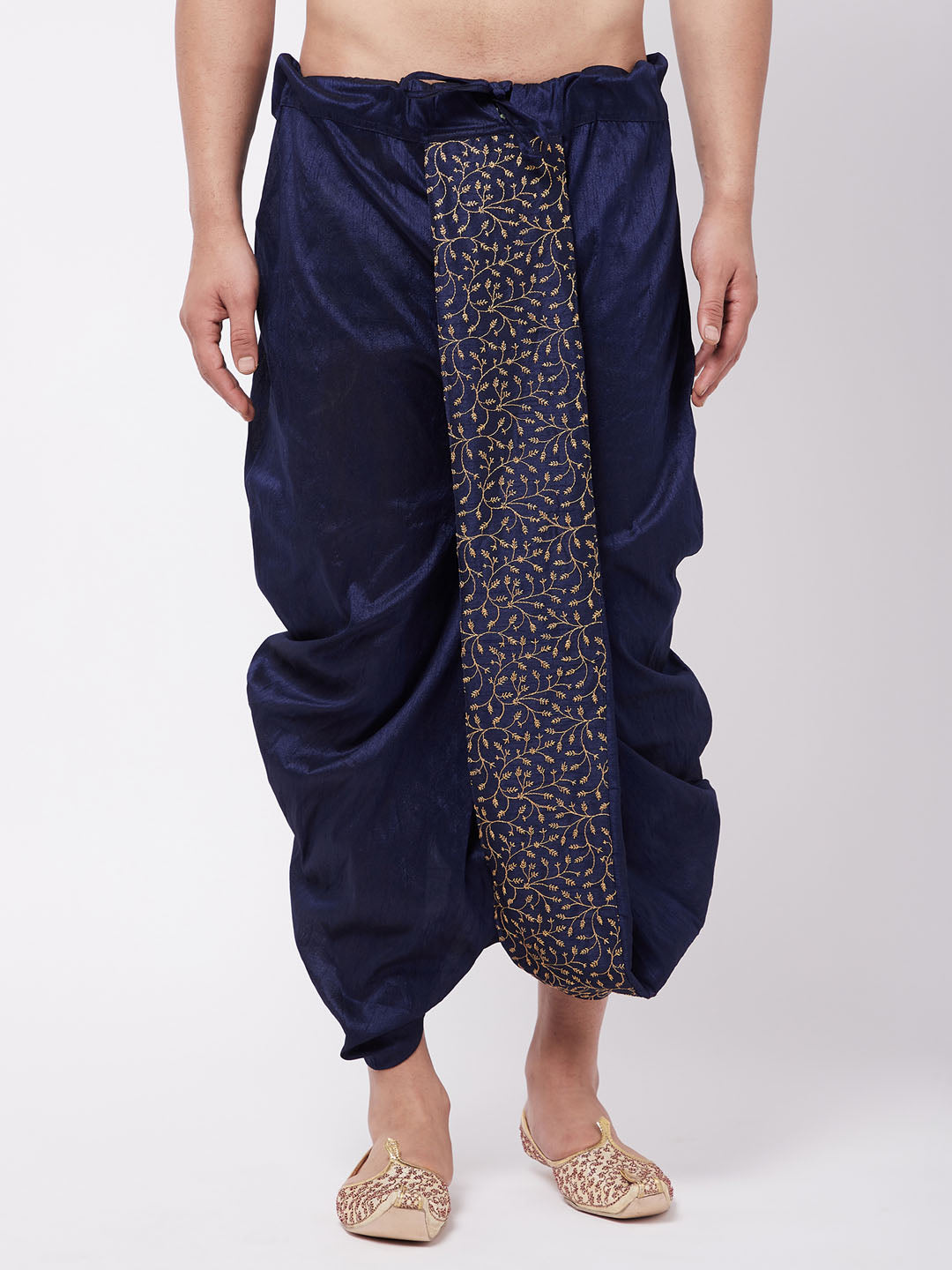 BLUE GOLD PRINTED TUNIC WITH DHOTI PANT (SET OF 2) - directcreate.com